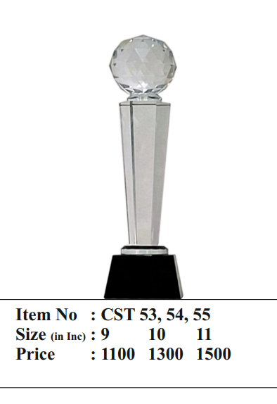 Elegant crystal trophy award