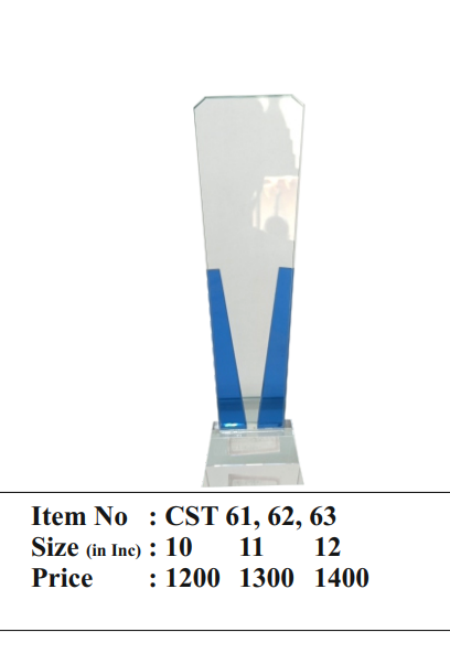 Sleek blue and clear crystal trophy award. Perfect for recognizing achievement and excellence in any field.