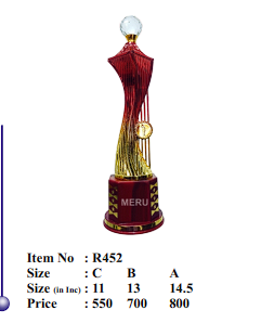 Elegant crystal trophy with gold accents.