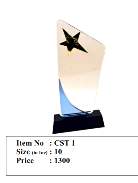 Crystal Star Trophy - A shining symbol of achievement and recognition.