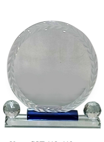 Crystal trophy with etched leaf design