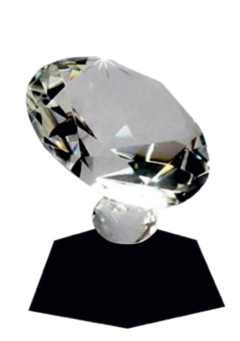 Diamond Shaped Crystal Trophy Corporate Award