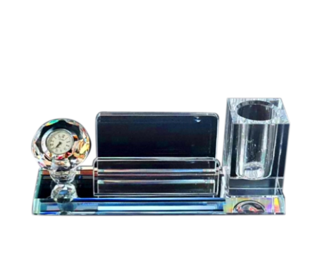 Crystal Trophy with Clock and Pen Stand - CST 94