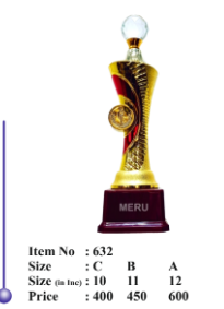 Gold and red fiber trophy with crystal globe; perfect for awards and recognition.
