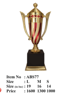 Red and gold fibre trophy cup for corporate awards