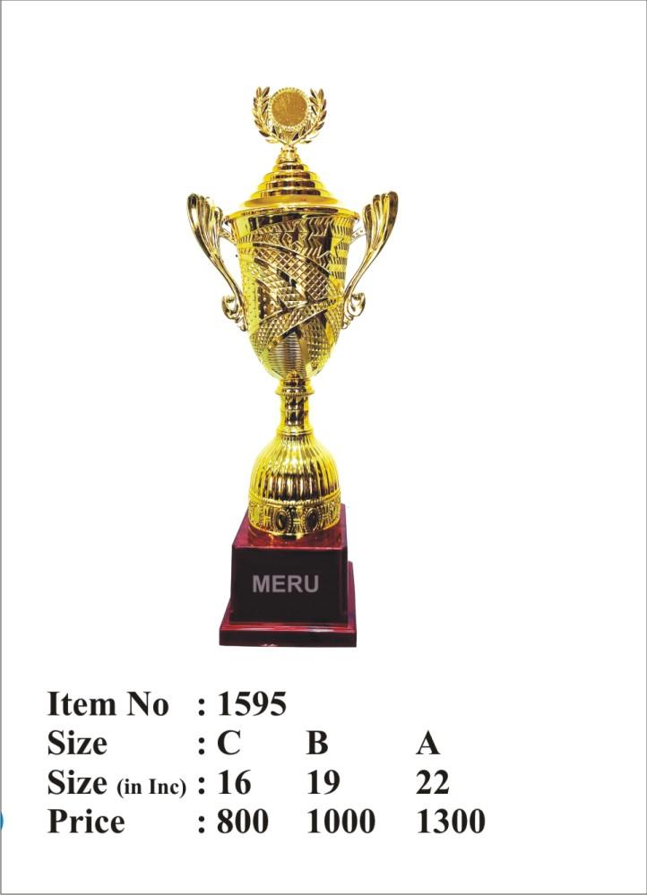 Gold award trophy on a maroon base 1595