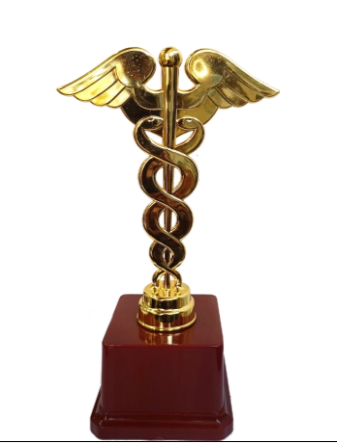 Gold Caduceus Healthcare Corporate Trophy