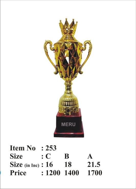 Gold Fibre Trophy Cup with Corporate Trophy Design