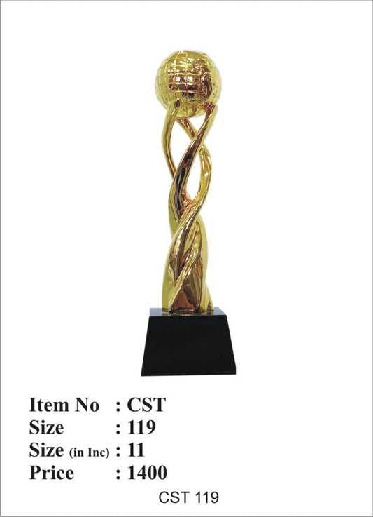 Gold globe crystal trophy on a black base. Perfect for corporate; academic; or employee awards.