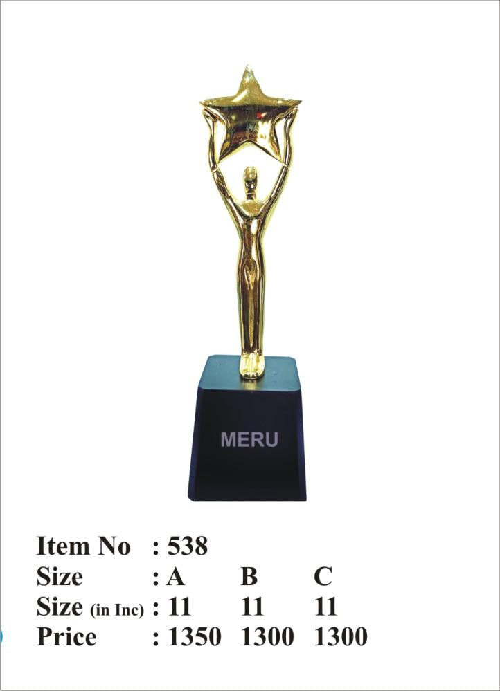 Gold star achievement trophy
