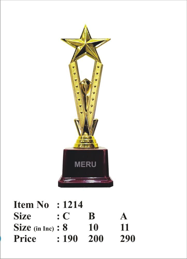 Gold star trophy on a burgundy base; ideal for awards and recognition.
