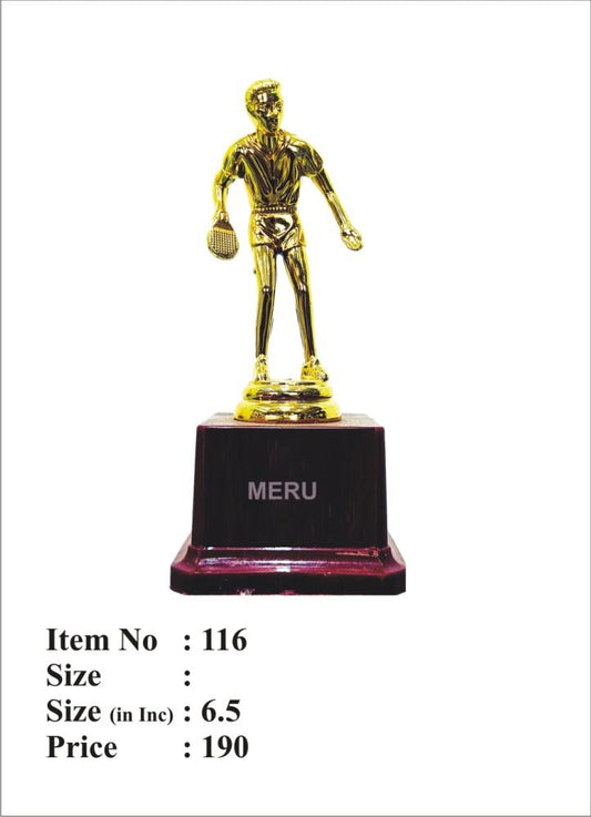 Gold table tennis trophy showcasing a dynamic athlete; perfect for sports awards.