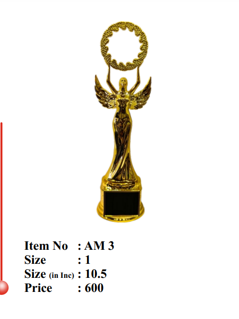 Corporate Star Trophy Gold Winged Victory Trophy AM 3