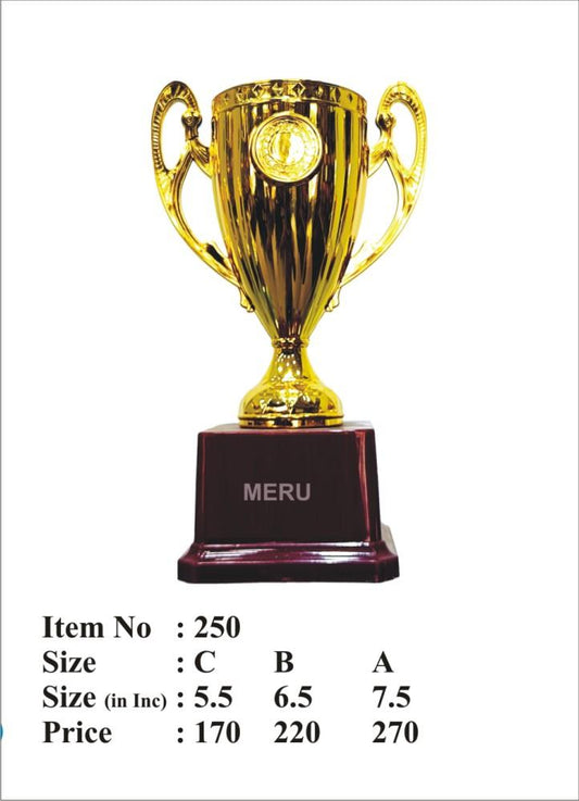 Gold Fibre Trophy Cup with custom medals