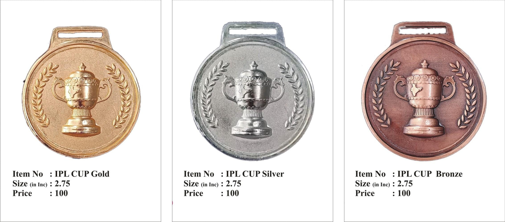 Image of a gleaming gold IPL Cup replica medal; symbolizing sporting excellence.