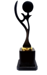 Black acrylic trophy with a unique abstract design. Perfect for corporate awards or academic awards for students. A symbol of excellence and achievement.