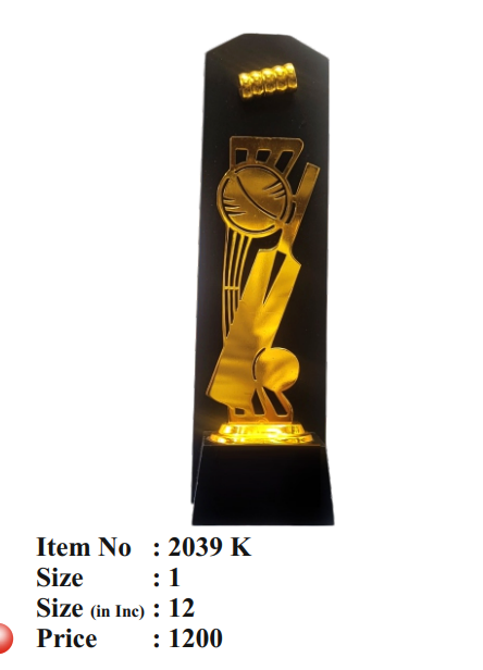 Cricket Tournament Trophy Custom Medals Premium Cricket Trophy 2039 K