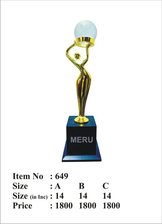 Gold trophy with glass globe