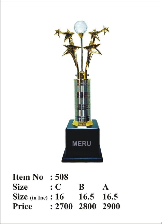 Gold star crystal trophy award for achievement and excellence. Perfect for corporate; academic; or sports awards.