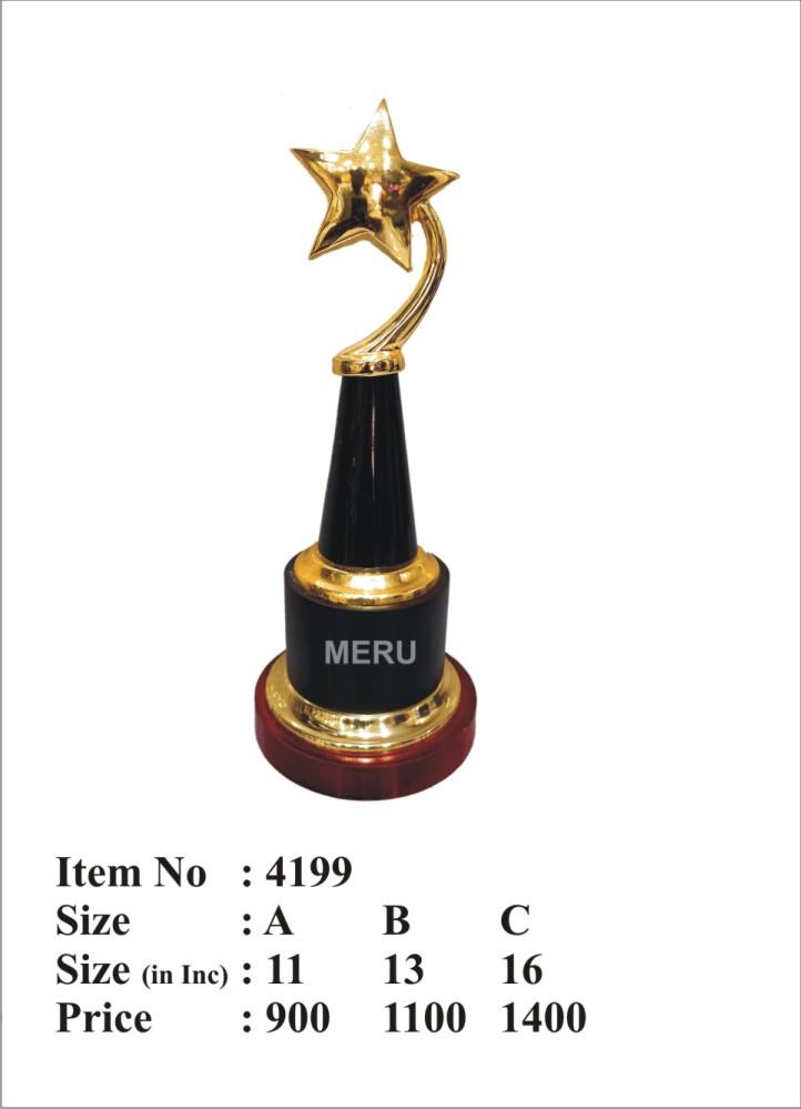Gold star trophy on a black and gold base. Perfect for awards and recognition.