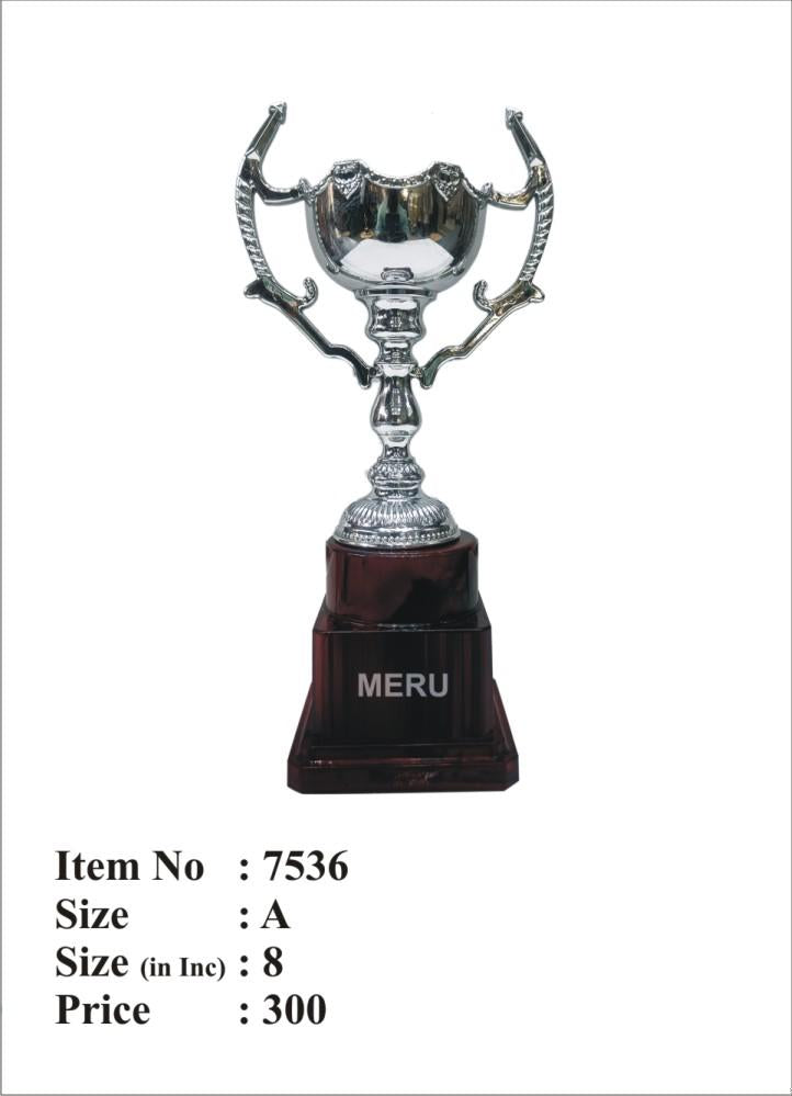 Silver Cup Corporate Trophy on Wooden Base