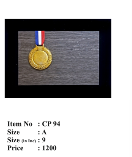 Gold Medal with Ribbon on Wooden Memento