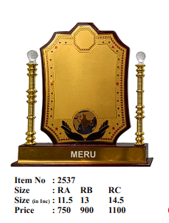 Elegant wooden memento award with gold plate and crystal accents.