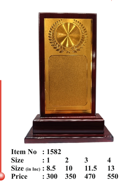 Wooden memento with gold accents for awards and recognition.