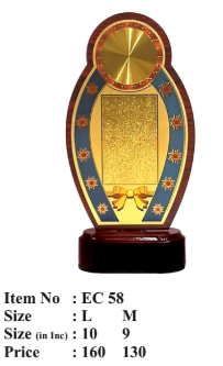 Wooden memento with gold plate for awards and recognition.