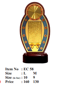 Elegant wooden memento with gold plate for recognition awards.